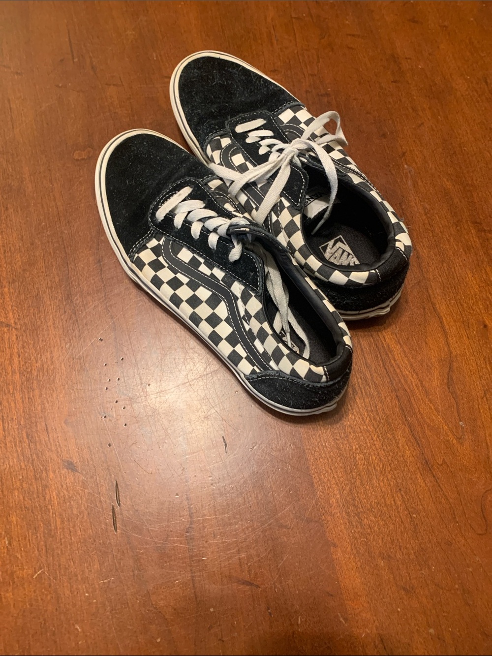 Vans Kids Checkerboard Skate Shoes - Black & White